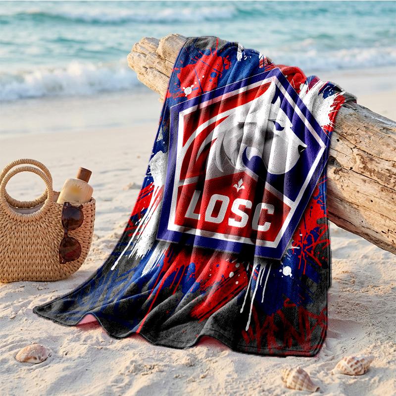 LOSC Lille FC Print Microfiber Beach Towel Quick Dry Absorbent Large Towel For Beach Swimming Travel