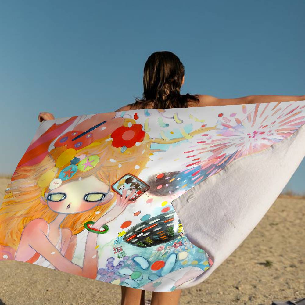 A-Aya-Takano Surreal-Vibrant Beach Towel Colorful Bath Towels for Girl Microfiber Quick Dry Sand Free Beach Yoga Spa Gym Pool