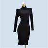 High Collar Pure Color Minimalist Silm Soft Glutinous Knitting Female Fall and Winter Inner Match Slimming Sunken Stripe Elastic Dress