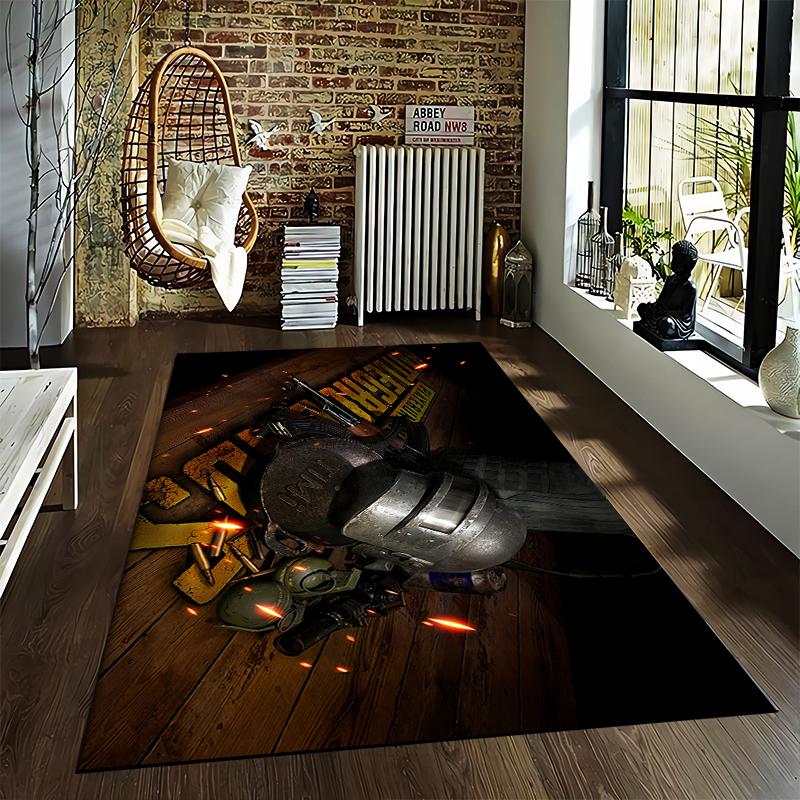 Battle-themed rug for gamers, perfect for decor Suitable for use as an anti-slip game mat for living room and bedroom sofas