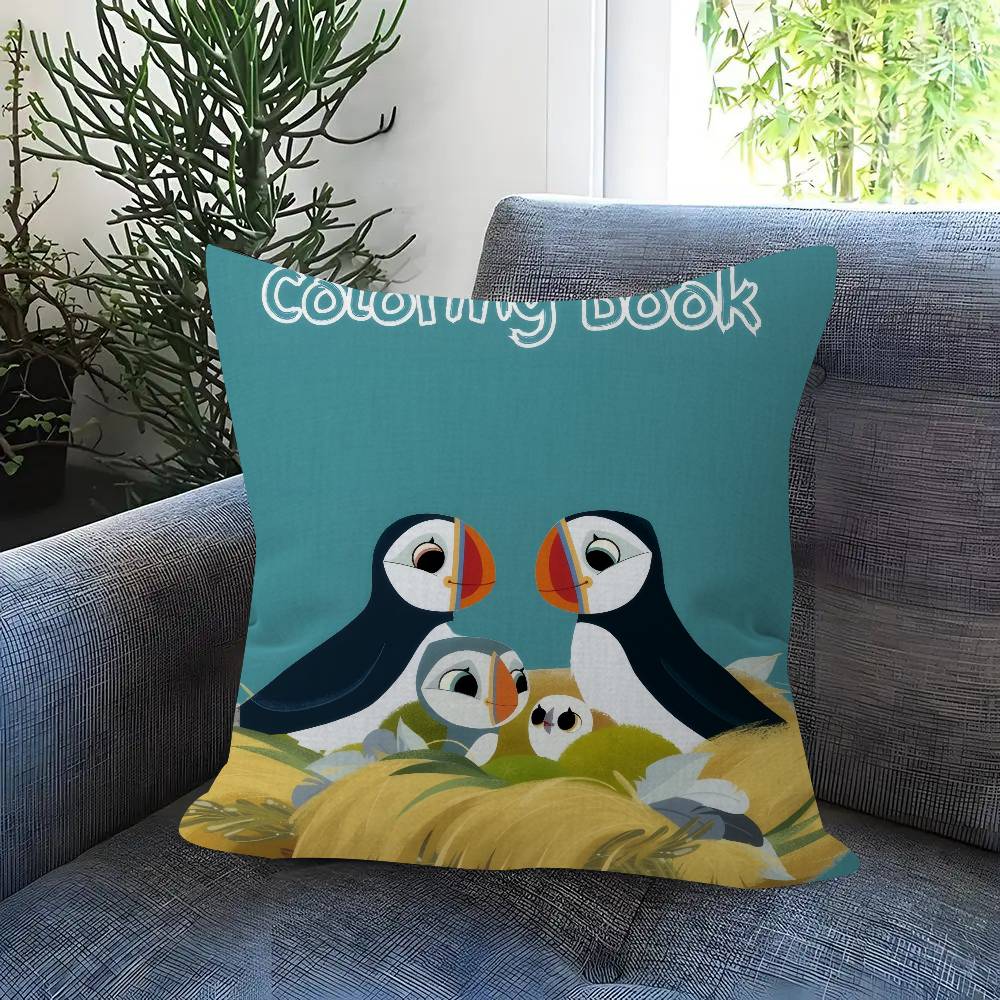 Cartoon P-P-Puffin Rock Pillow Gift Home Office Decoration Bedroom Sofa Car Cushion Cover Case 45X45