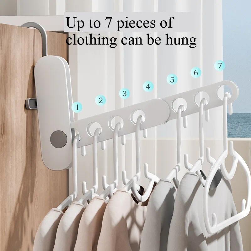 2Pcs 7 Holes Portable Folding Clothes Drying Rack - Travel Essentials For Laundry Collapsible With Hook - Clothes Rack RV Essentials