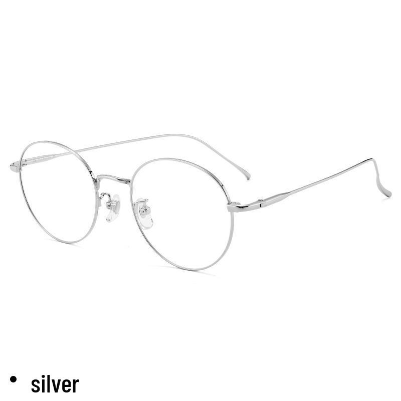 Ultralight Pure Titanium Rim Eyeglasses for Women - Xiaohongshu Style, Anti-Blue Light, Retro, Myopia Compatible (Model 1640)