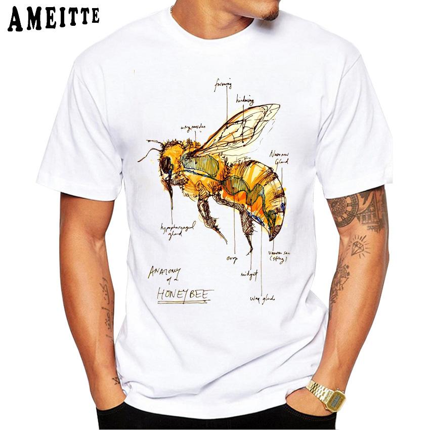 Honey Bee Anatomy Chart Classic T Shirt Fashion Men Short Sleeve Funny Hip Hop Boy Casual