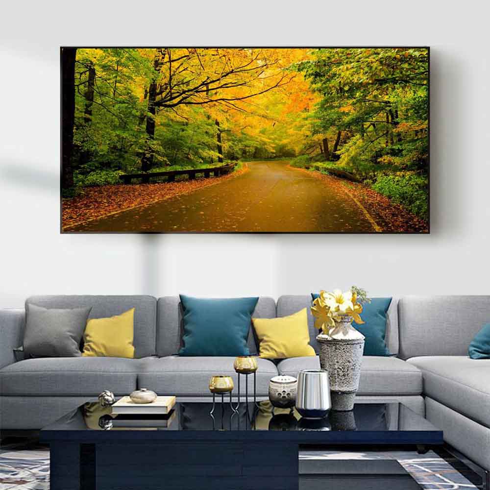 

Landscape oil painting beautiful autumn road art canvas painting living room corridor office home decoration mural No Frame 20*40cm No Frame