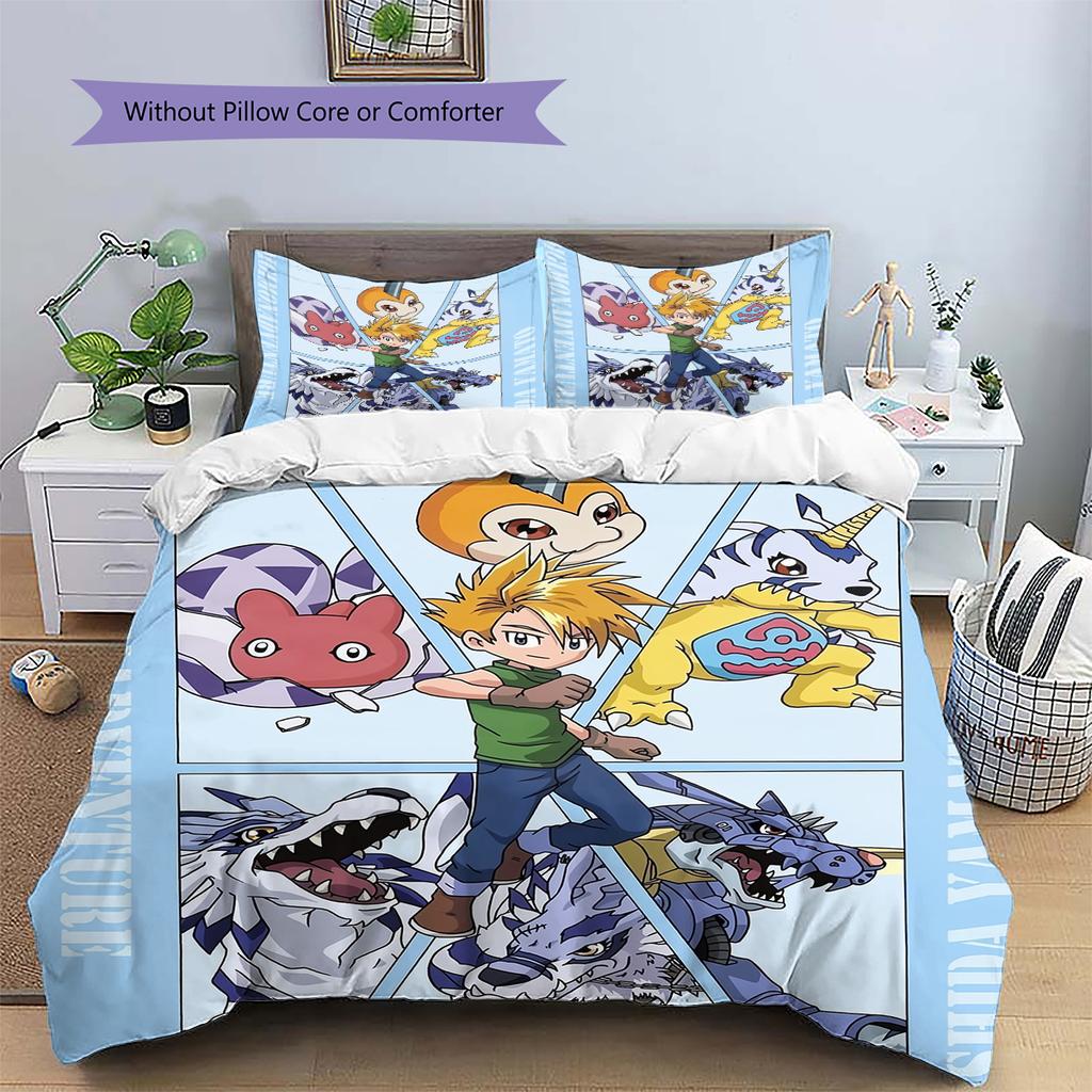 Digimon Series Duvet Cover & Pillowcases, Digimon Fan Bedroom Bedding, Perfect Gift.chl