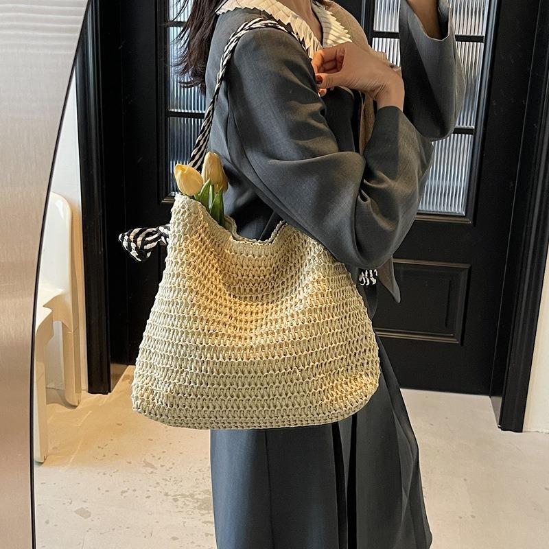Große Tragetasche Strohtasche Damen Neu Strandurlaub Pendeln Fauler Wind Schultertasche