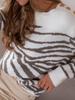2023 European & American Women's Striped Patchwork Crew Neck Knit Sweater