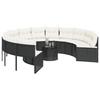 VidaXL Canapé de jardin avec table coussins rond noir résine tressée, canapé d’extérieur, canapé de forme ronde, canapé de 3318544