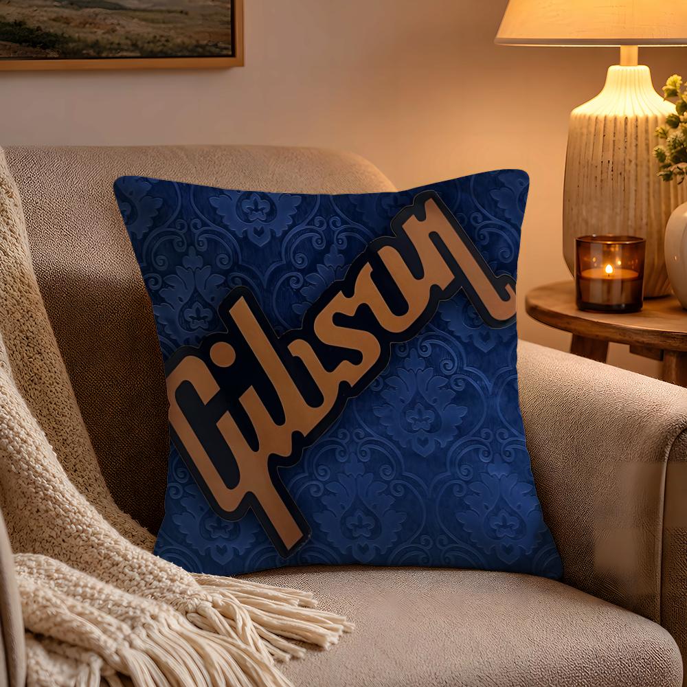 Fashion Brand GGibson Pillow Case Soft Plush Cushion Cover Double Print and Invisible Zipper for Sofa Home Car Use