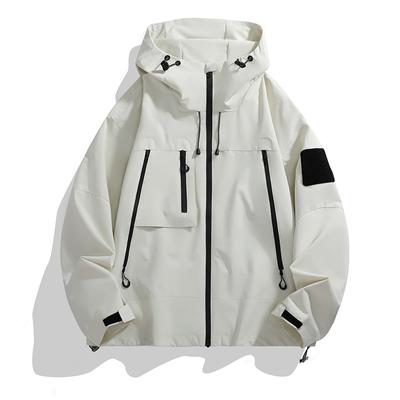 Outdoor Jacket, Men's Windproof and Waterproof Mountain Style Assault Suit, Workwear, Hooded Jacket, Couple Hiking Suit