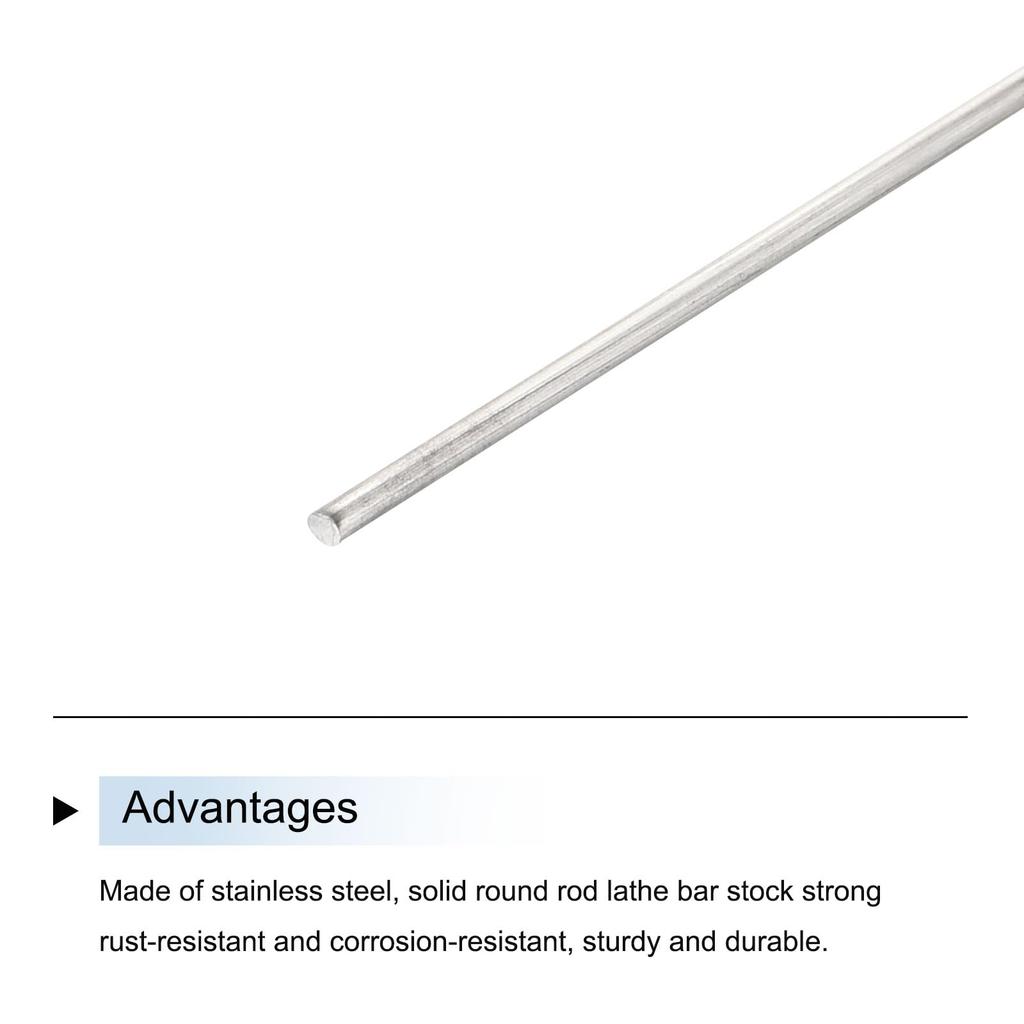 uxcell Set of 6 304 Stainless Steel Round Bar 1mm x 100mm for Various