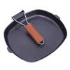 Non-sticky Steak Frying Pan with Wooden Folding Handle Portable Square Grill Pan Kitchen Accessory