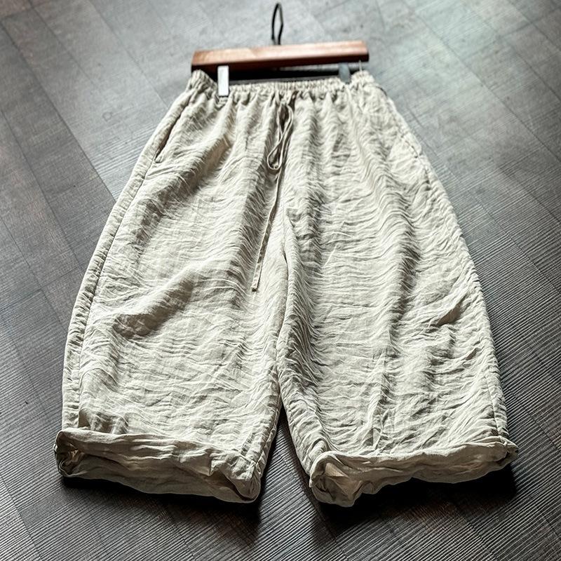 Johnature Women Solid Color Wide Leg Pants Elastic Waist Pockets Autumn Loose Trousers Women Pants