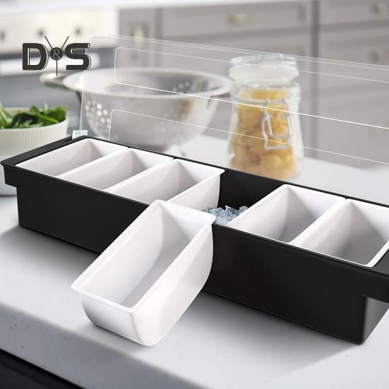 Kořenící krabička Ovocná zelenina Košík na koření s dávkovačem víka Plastový zásobník na zmrzlinu a salátový barový organizér pro restaurační potřeby