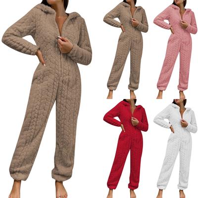 Women's Fashion Solid-Color Homewear Plush Comfortable One-Piece Pajama