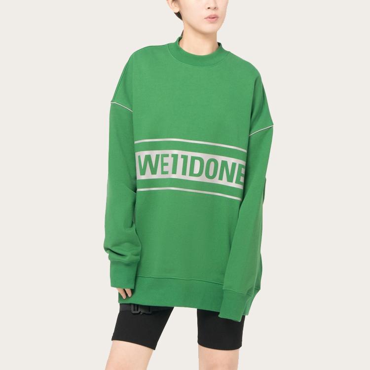 WE11DONE Reflective Logo Pullover Green Unisex Tops WD-SS5-19-048-GR