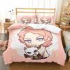 3D Anime Demon Slayer Duvet Cover Sets with Pillow Cover Polyester Teens Kids Bedding Set Full Queen King Size Cartoon Bed Linen