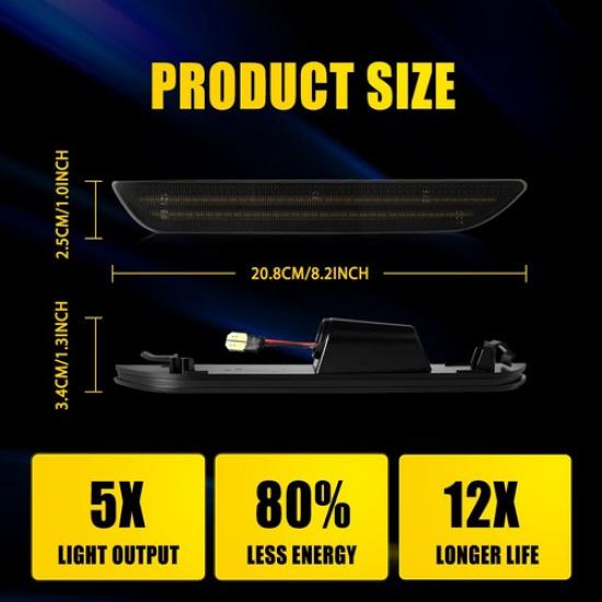 2X Rear LED Bumper Side Signal Marker Light Dynamic 2015- For Ford Mustang