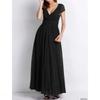 נשים בגדי נשים שרוולים קצרים סקסי מועדון Boho שמלת חוף ליידי קיץ מסיבת צוואר V עמוק עמוק שמלת מקסי נשים