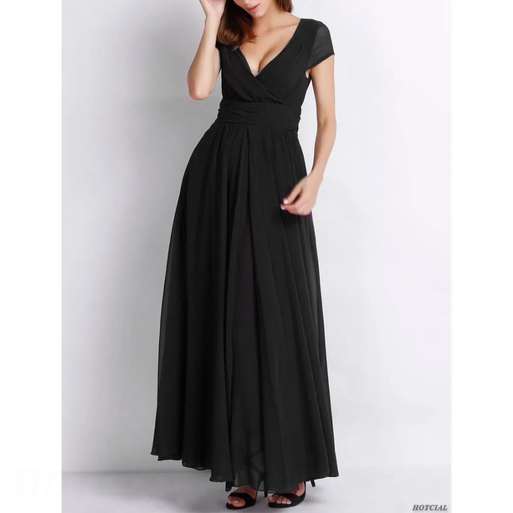 נשים בגדי נשים שרוולים קצרים סקסי מועדון Boho שמלת חוף ליידי קיץ מסיבת צוואר V עמוק עמוק שמלת מקסי נשים