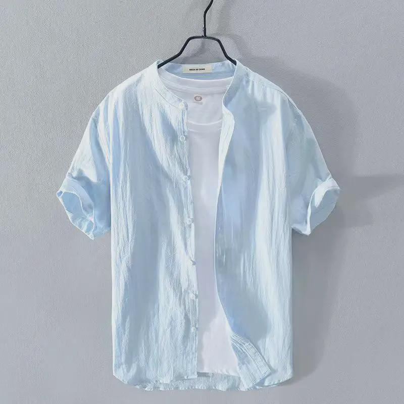 Men's Loose Casual Linen Shirt - Short-Sleeved Summer Top