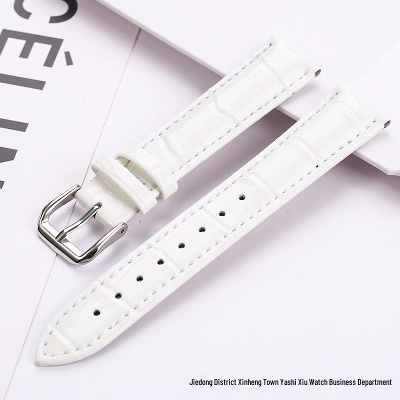Red Bamboo Joint Pattern Genuine Leather Watch Strap, Unisex