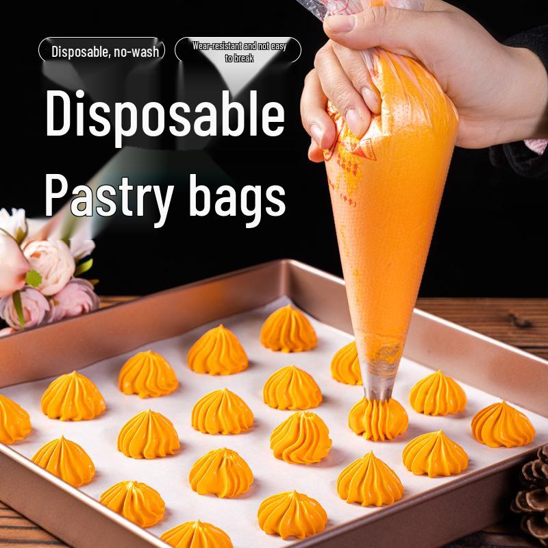 Disposable Thickened Piping Bags for Cake, Baby Food, Melted Beans, and Cream - 100 Pack