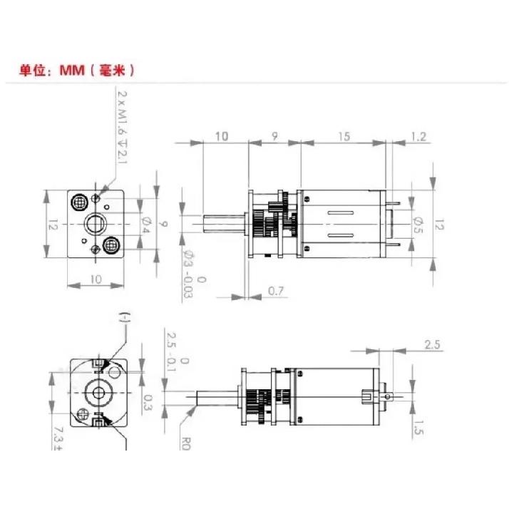 GA12 N20 DC 3V 1000 U/min 6V 2000 U/min 12V 4000 U/min Mini Mikro Metallgetriebemotor Hohes Drehmoment Motor mit einem 15cm Draht