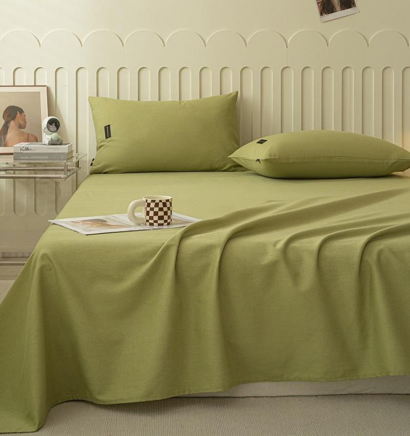 1pcs  Cotton Bed Sheet Solid Color Printed Double Top King Sheets for Girls Boys Kids Single Queen King Size Bed Linen