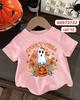 Cute Cartoon Print Girl Short Sleeve Round Neck Tshirt Top Fashion Trend Girls Clothes Summer Polyester Fabric