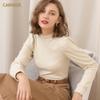 Autumn and Winter New Women's Half-high Neck Simple Bottoming Shirt Slim Warm Top Long-sleeved Sanding T-shirt Women