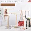 Stainless Steel T-shaped Tie & Silk Scarf Floor Display Stand for Clothing Store Handbag Display
