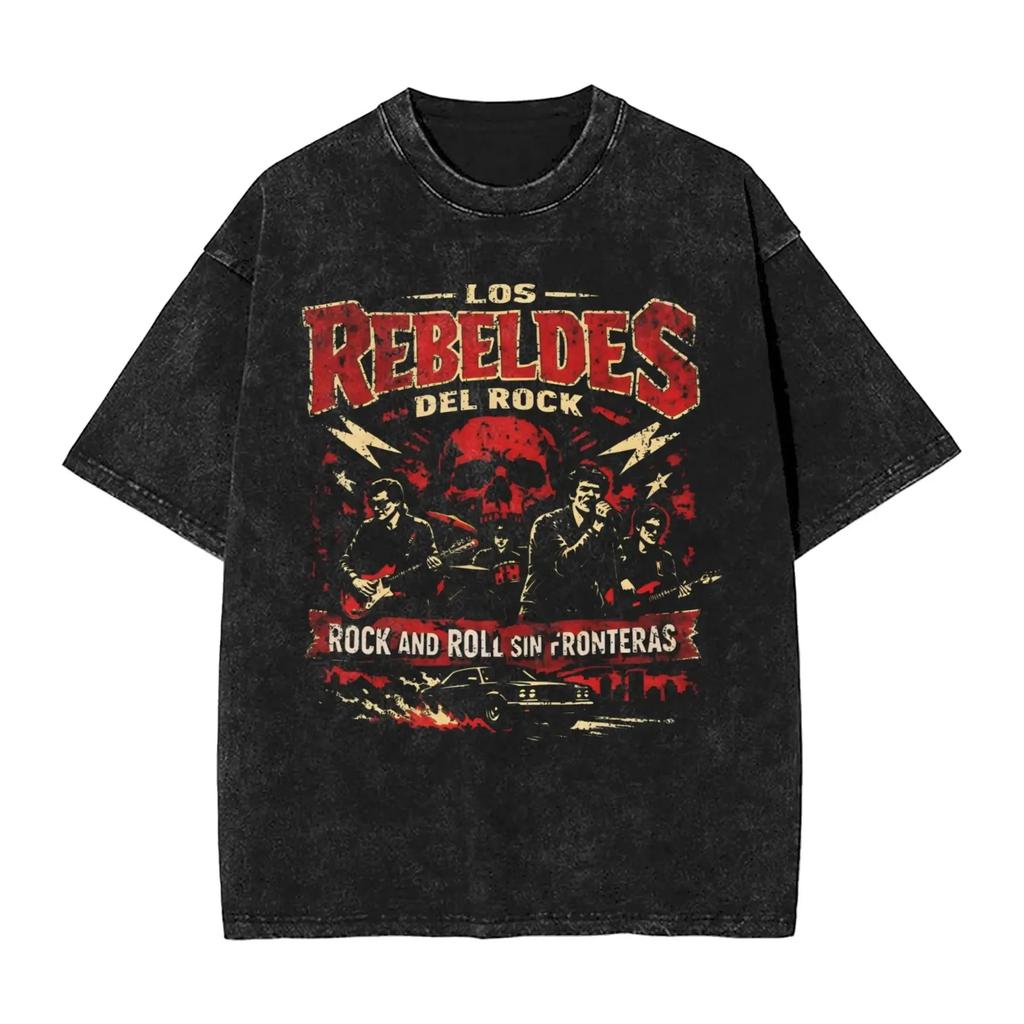 Rock Latino Ritmo y Rebeldía 90s Tour Graphic Unisex Heavyweight Cotton Vintage Black Streetwear T-Shirt
