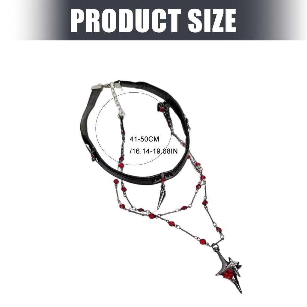 Two Tiers Gothic Crosses Pendant Necklace and Matching Leather Chokers for Unique Styles