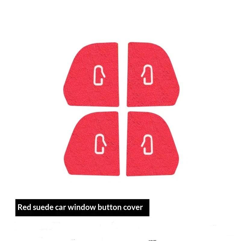 Waterproof Suede Door Switch Button Stickers Non-Slip Anti-Scratch Car Window Lift Button Trim Covers Auto Interior Accessories