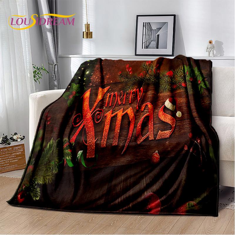 Cartoon Santa Claus Merry Christmas Tree Kid Gift  Soft Plush Blanket,Flannel Blanket Throw Blanket for Living Room Bedroom Sofa