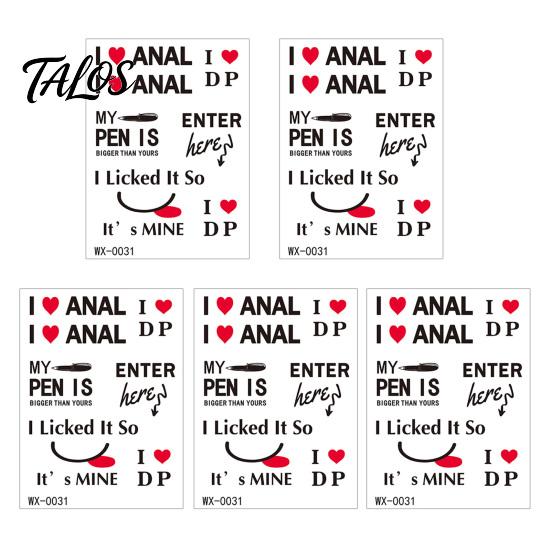 Talos 5 Sheets Lovers Tattoo Stickers, Fun Temporary Face Tattoos, Safe Waterproof Body Art Stickers for Couple Valentine's Day Anniversary