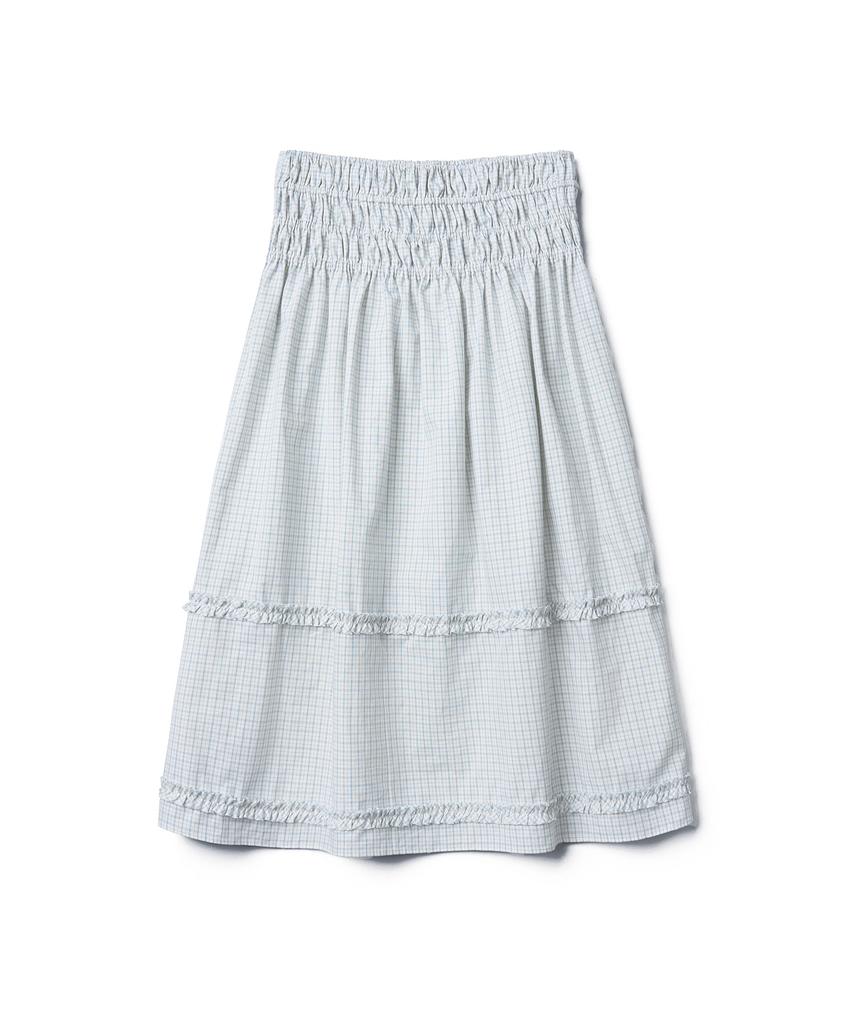 Tudment Check Tiered Skirt_Ivory