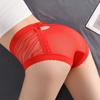 Big Size Lady Summer Hollow Lace Bow No Mark Ice Silk Bag Hip Lift Hip Breathable Cotton High Waist Briefs