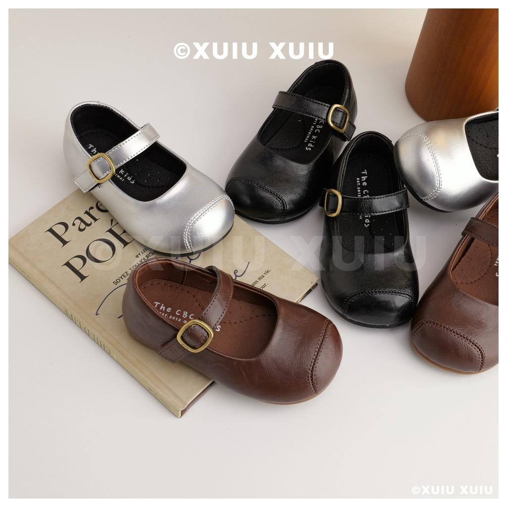 XSHX "Barn Style" London Style Children's Leather Shoes Spring and Autumn Velcro Retro Wide Last [Wenzhou Shoes]