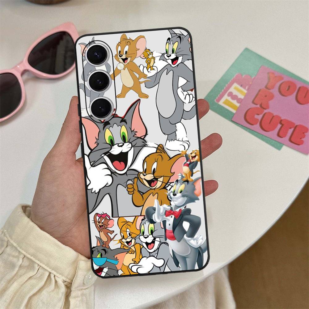 Animated T-Tom And J-Jerry Phone Case For Samsung S 20 21 22 23 Lite Plus Ultra Clear Mobile Cover Funda