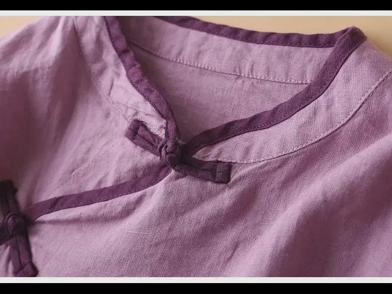 2024 Damen Chinesischer Stil Besticktes Lockeres Hemd mit Schrägem Kragen