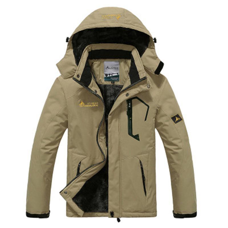 Wish Outdoor Jacket Men's Large Size Plus Velvet Mountaineering Jacket Windproof Jacket Warm Thickened Cotton Jacket for Men