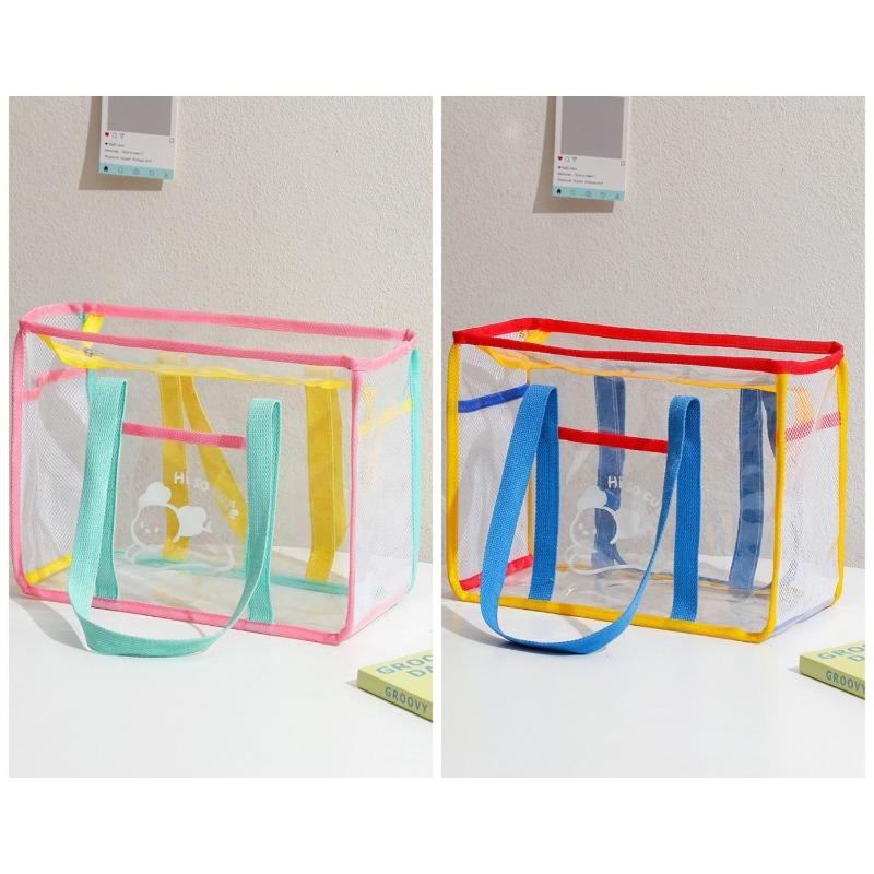 Summer Fashion Tote Bag Large Clear PVC Cartoon Handbag Jelly Transparent Beach Purse for Women Cute Shower Shoulder Bag for Bath