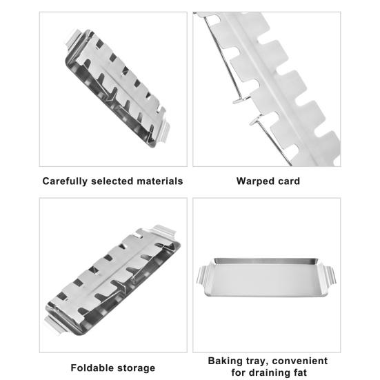 Izgara için Tavuk But Rafı 12 Yuvalı Paslanmaz Çelik But Rafı Damlama Tepsili Katlanabilir Tavuk Kanadı Rafı Eşit Pişirme İçin Kolay Temizlenebilir Izgara