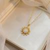 Rotatable Sunflower Zirconia Necklace: Japanese-Korean Style, Fashionable Collarbone Chain