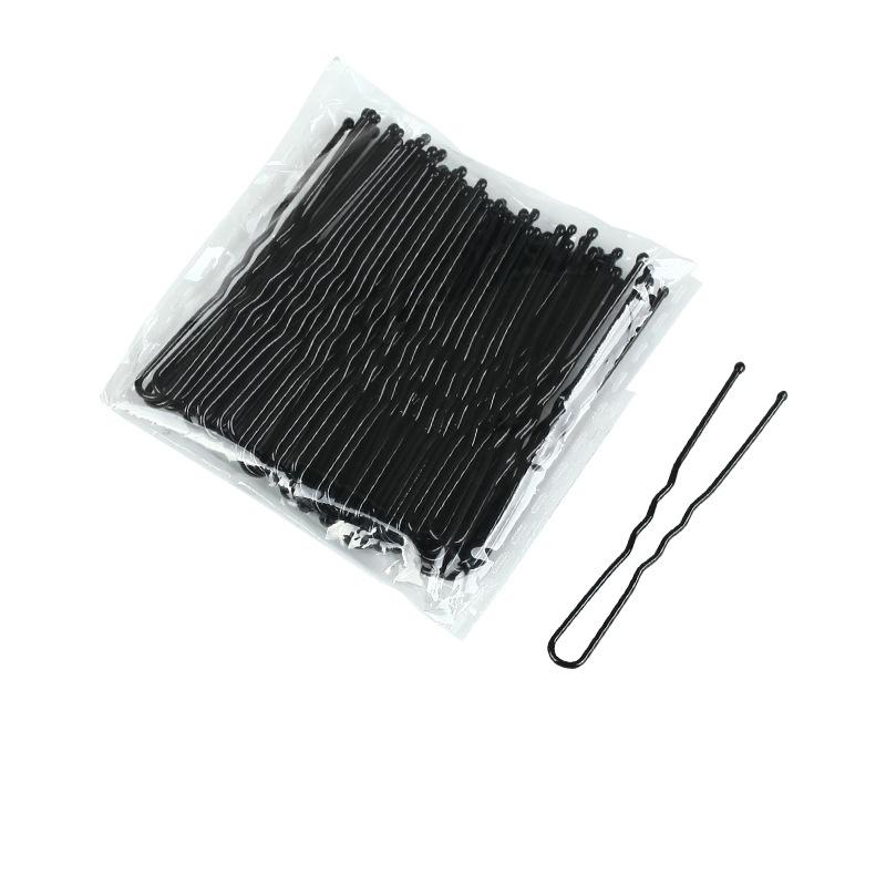 100 Stück Damen 5/6 cm Haar gewellt U-förmige Haarnadel Spange Salon Griffclip Braut Haarnadeln Schwarzes Metall Haarschmuck für Dutt