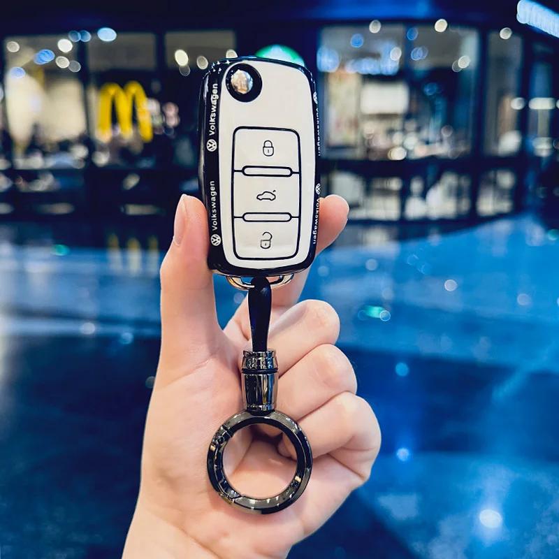 Für VW TPU Auto Schlüsselabdeckung Hülle Schale Fob Für Volkswagen VW Polo Tiguan Golf Jetta Käfer Eos Scirocco Up Transporter Sharan Acc