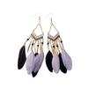 Bohemian Blue Tassel Feather Earrings in Ethnic Yunnan Style
